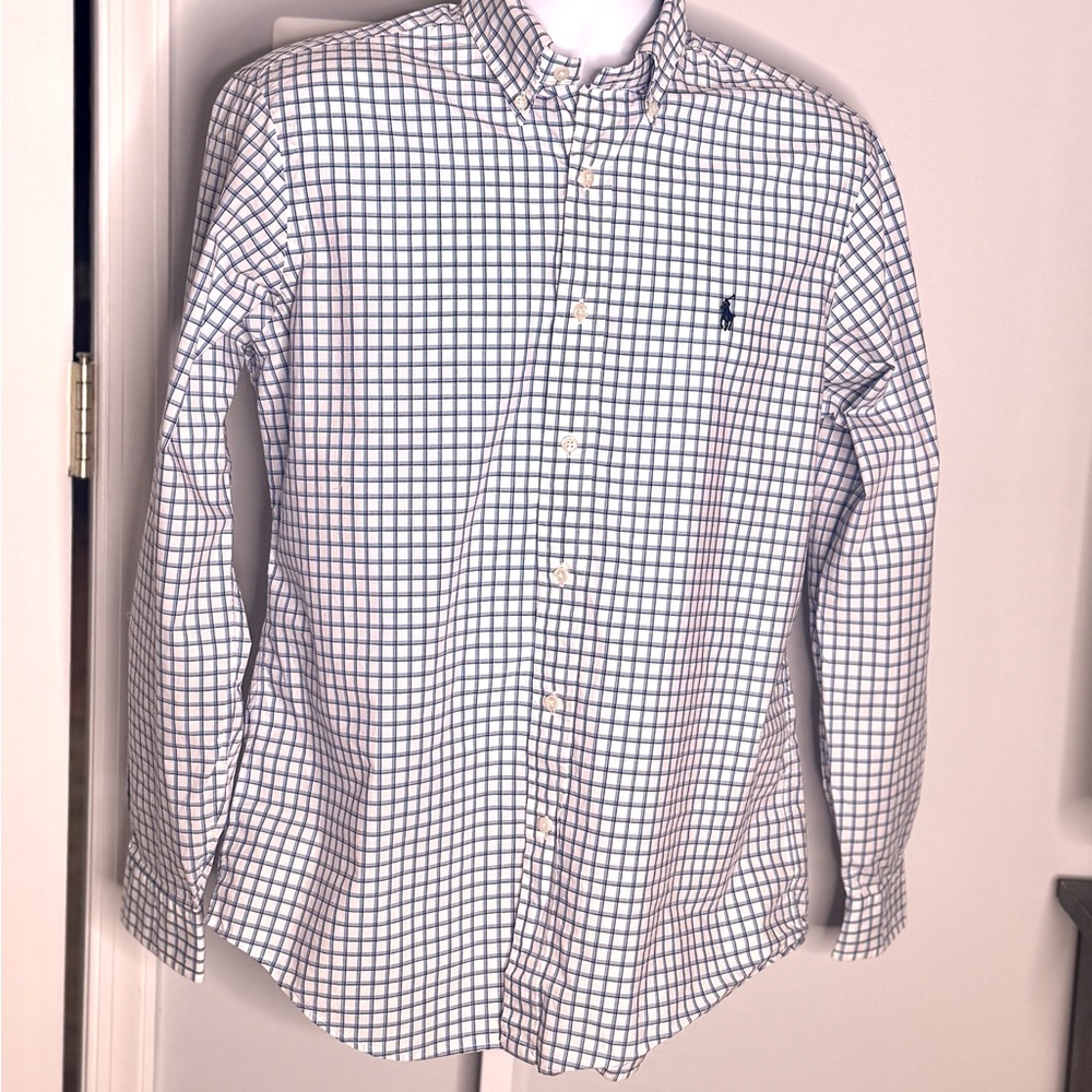 Ralph Lauren Men’s Blue and White Checkered Shirt